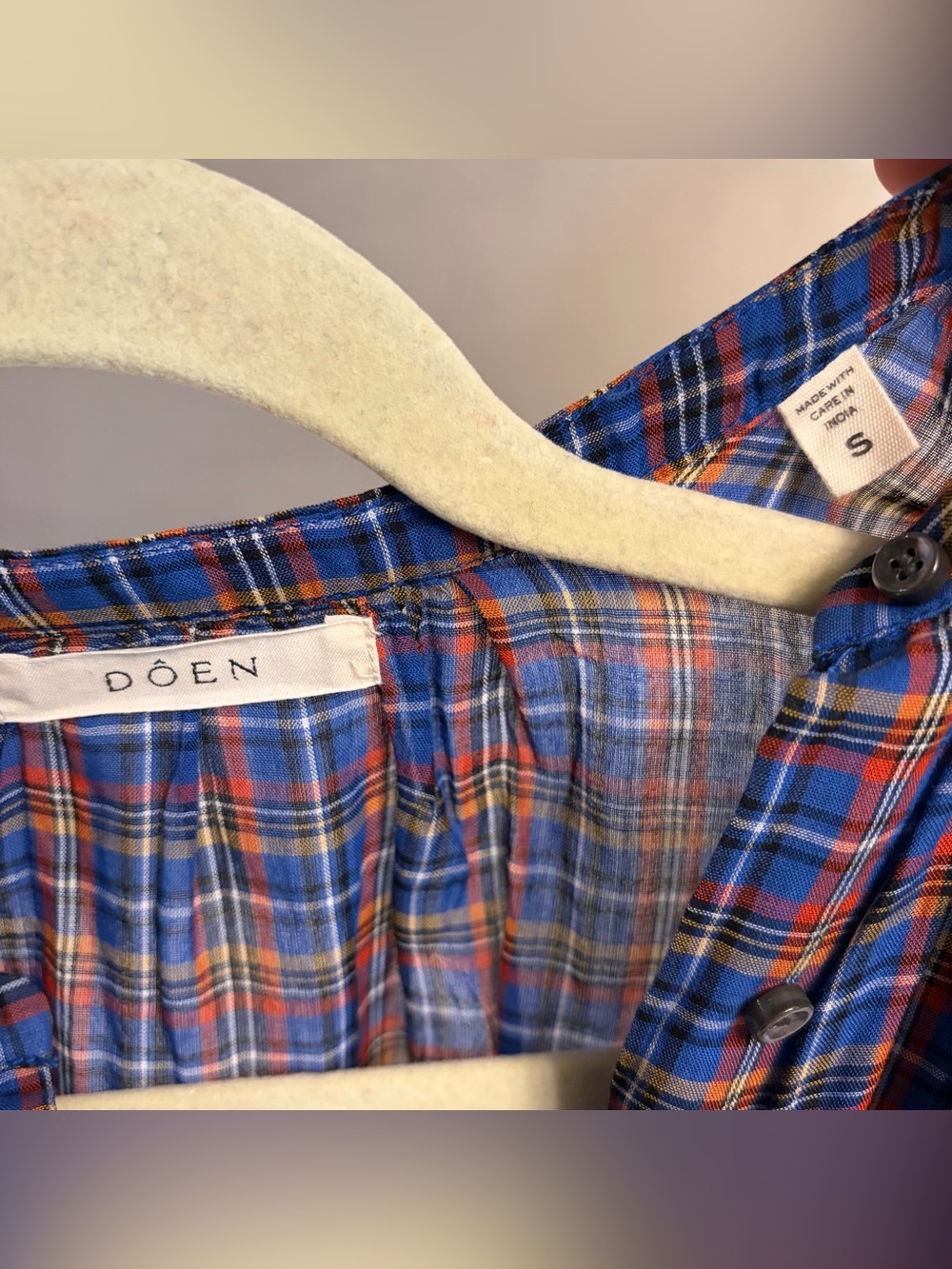 Dôen Jane Blouse in Azure French Plaid - Picture 4 of 6
